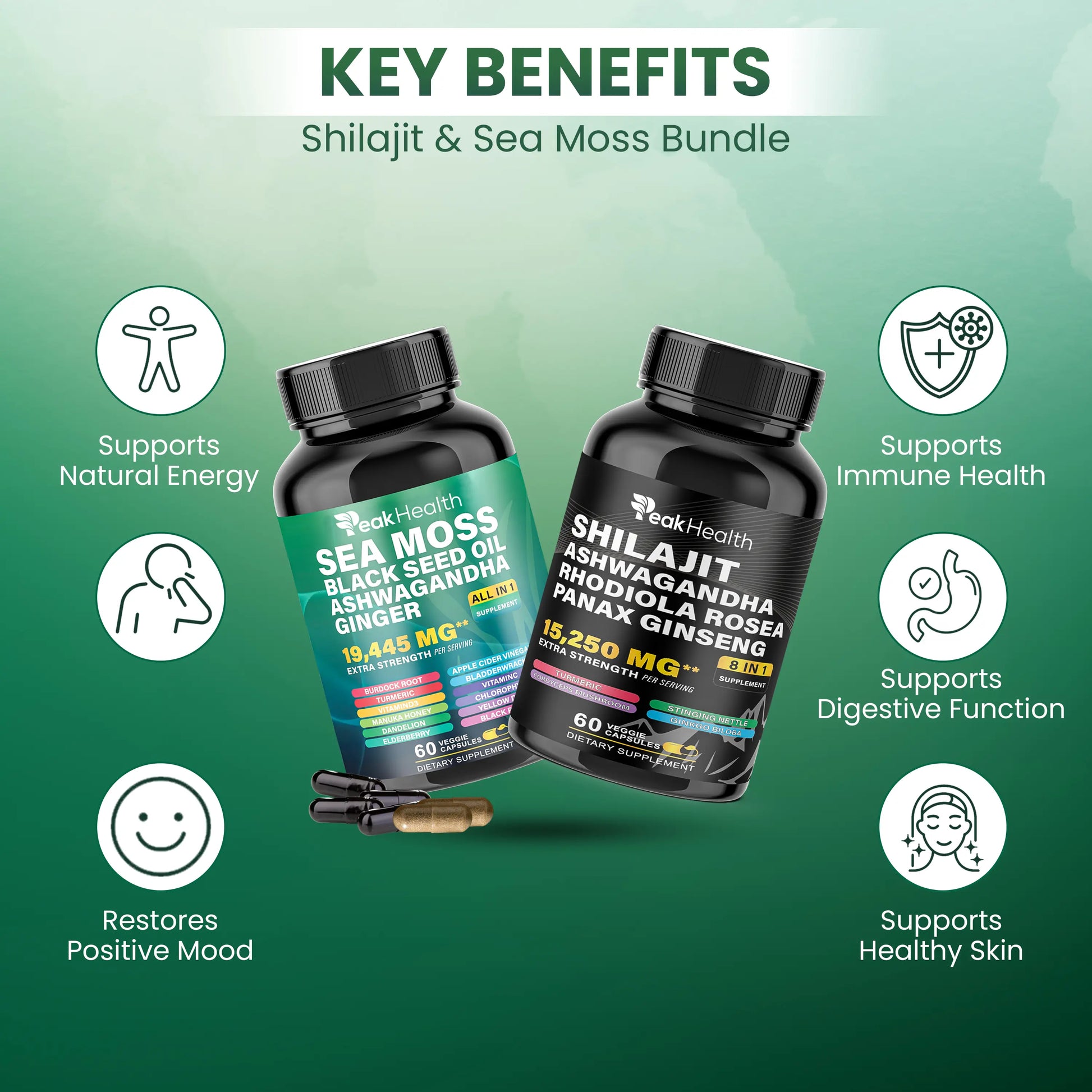 Sea Moss & Shilajit Dynamic Vitality Bundle - 60 Count